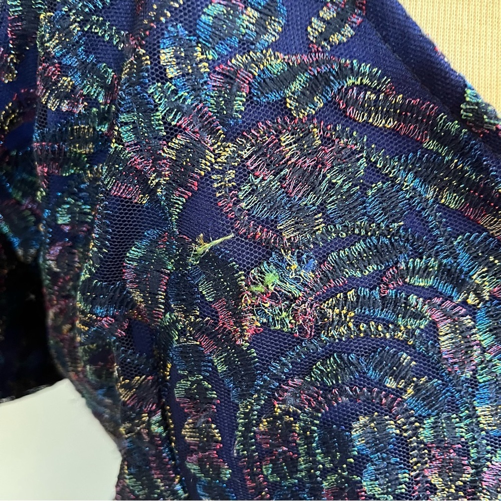 JS Collections Retro Style Blue Dress, Size 10, Embroidered, Unique - Picture 8 of 9